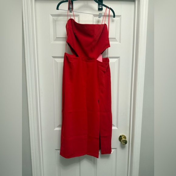 AMANDA UPRICHARD Kloss Side Cutout Midi Dress Red Revolve Size Large - Picture 2 of 7